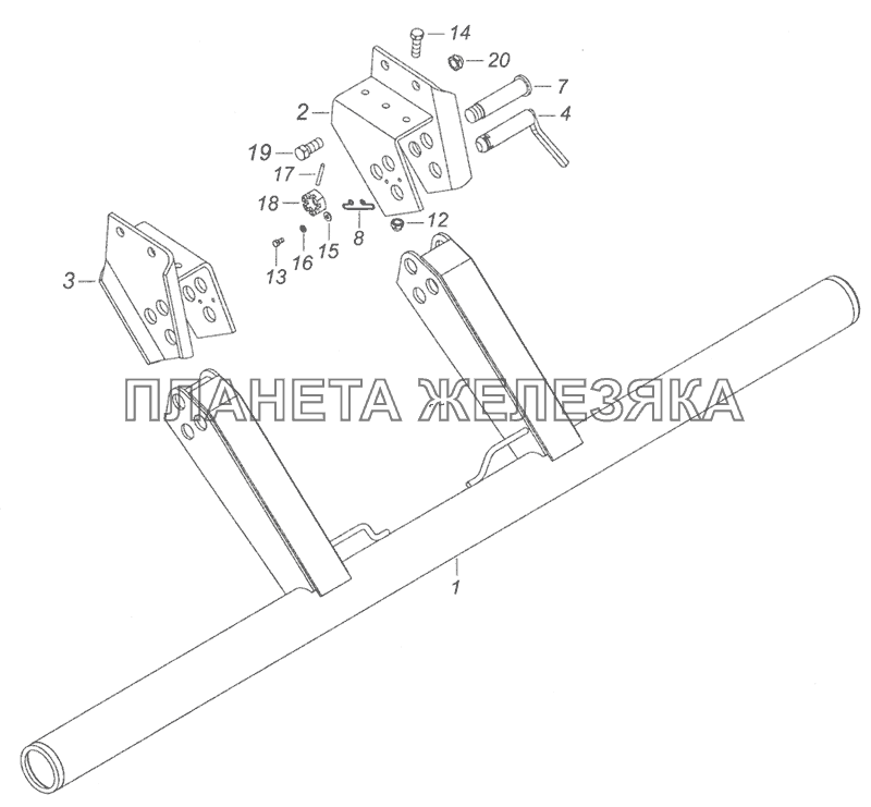 6522-2804003-40 Установка заднего буфера КамАЗ-6520 (Euro-2, 3)